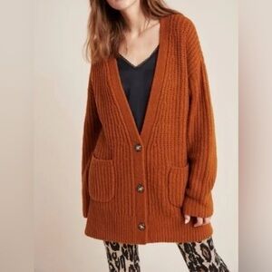 Anthropologie Copper Brown Textured Knit Ursa Cardigan - Size M